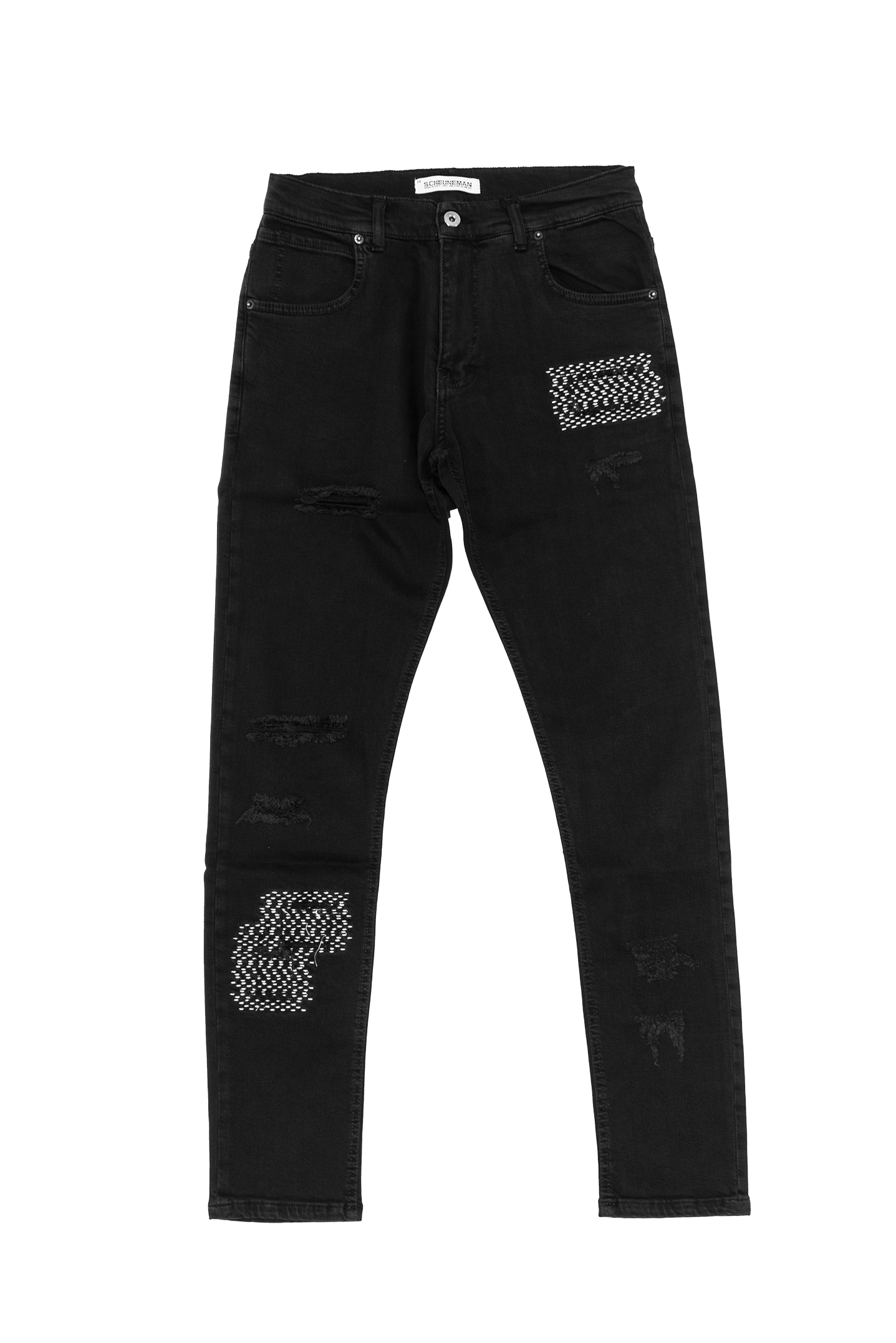 Distressed Sashiko Jeans