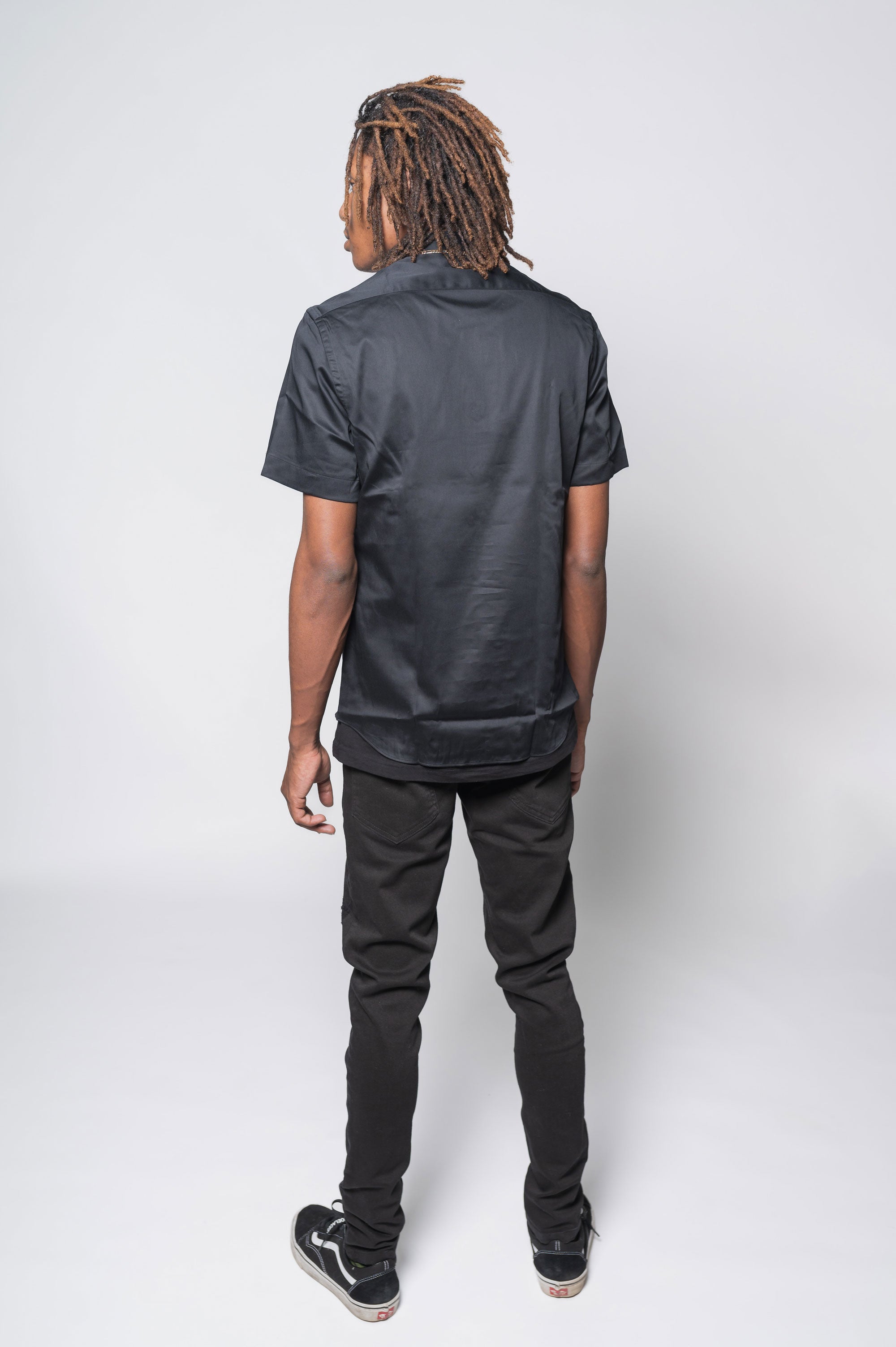 Satin Slim Fit Button Up