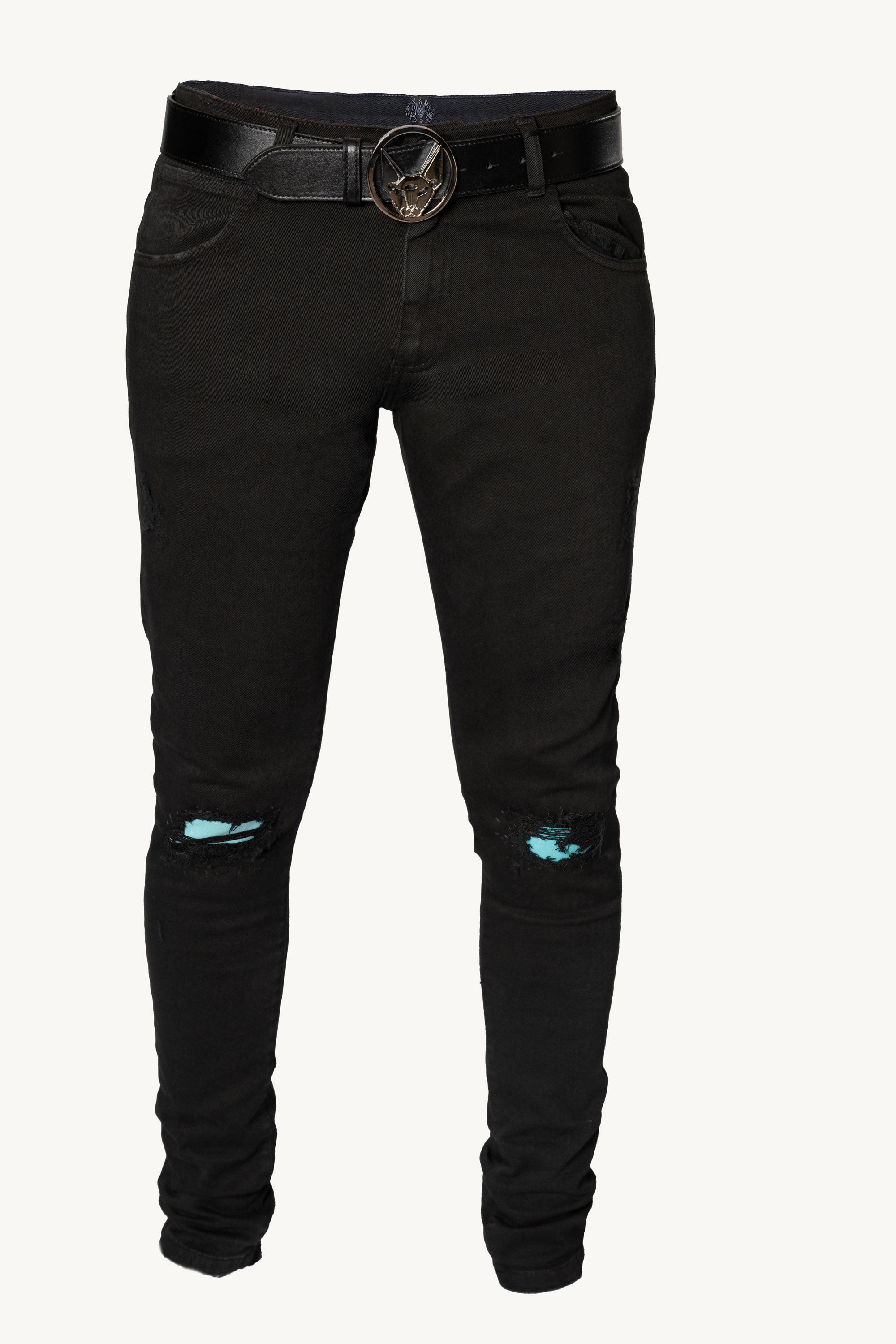 Blue Patch Skinny Jeans